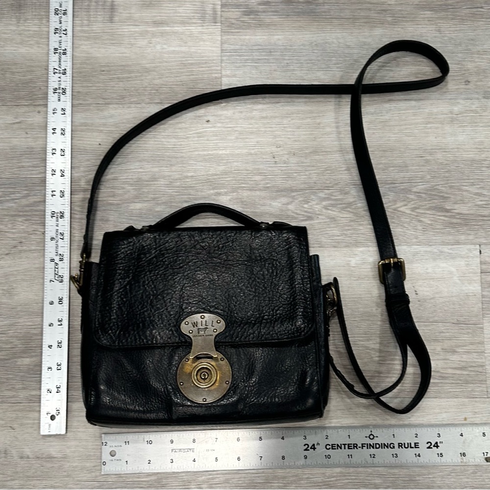 Will Leather Goods Black Leather Crossbody Bag